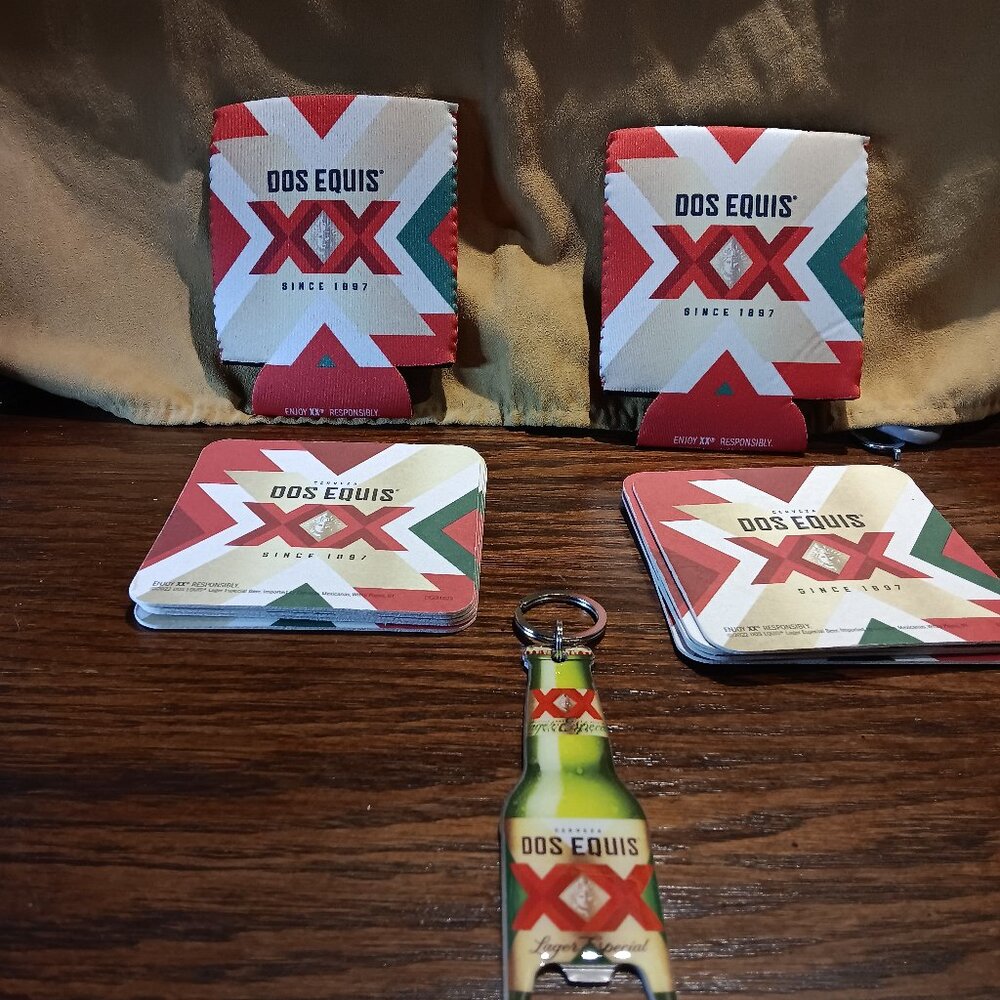 DOS EQUIS ITEMS BOTTLE OPENER & COASTERS